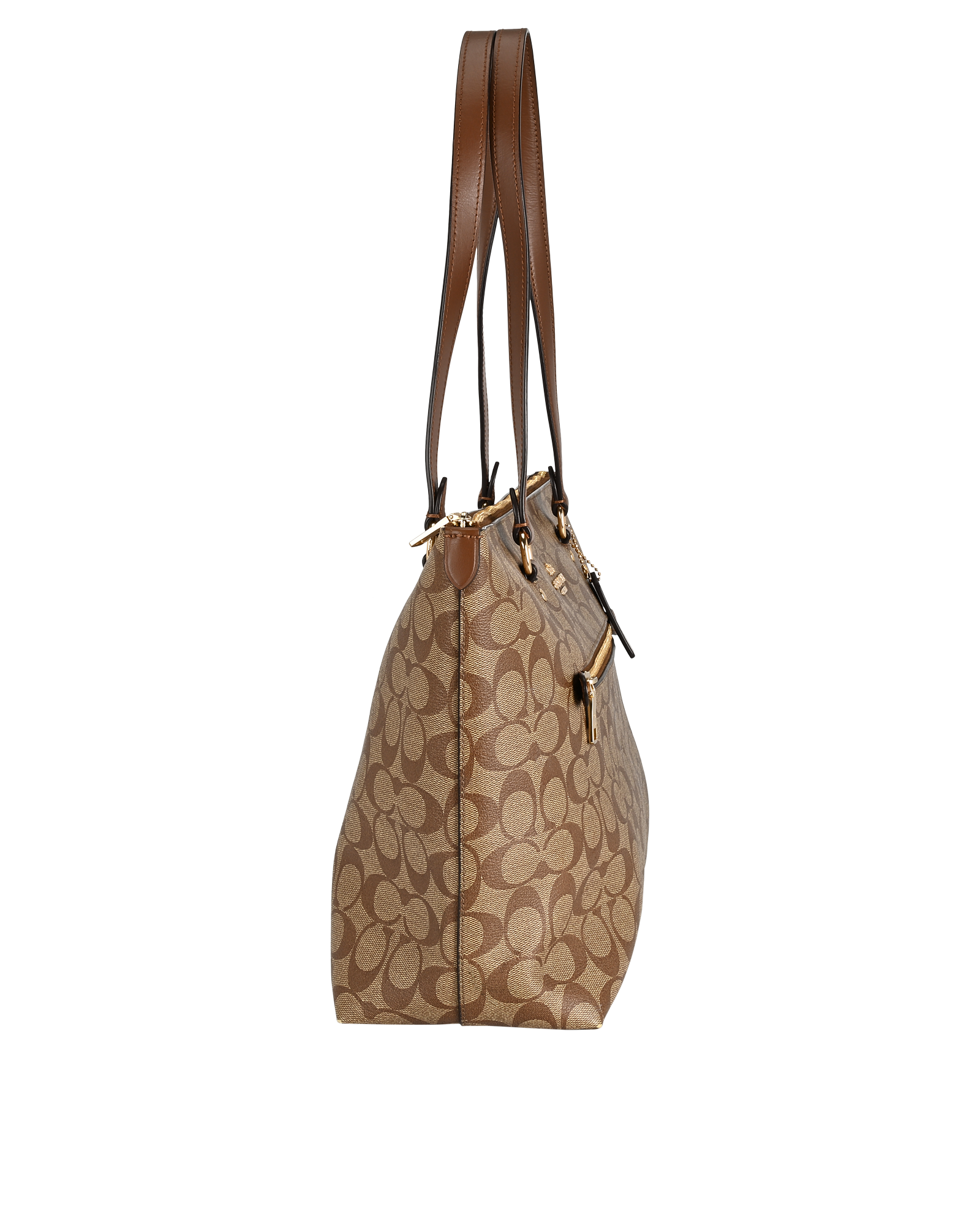 Gallery Tote, &pound;130, Handbags, Brown, Canvas/Leather, Side view